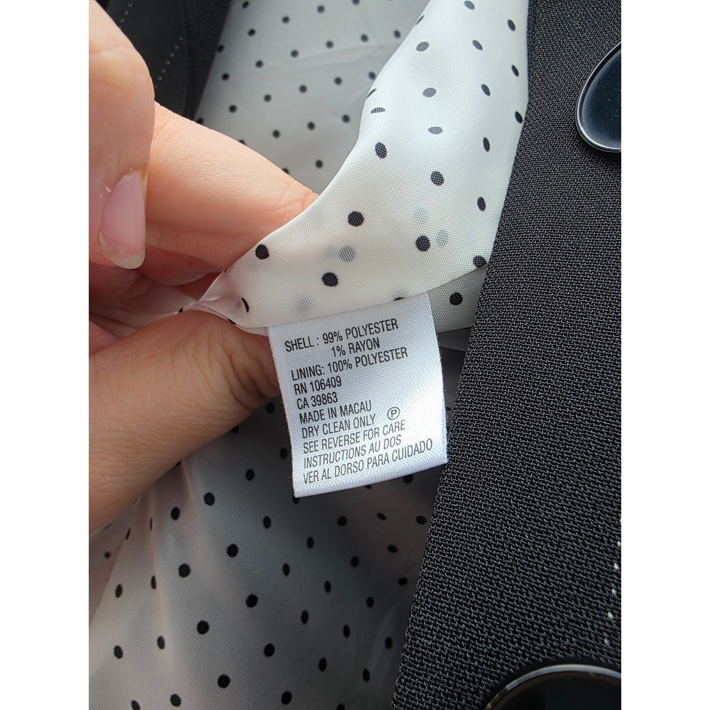 Tahari Arthur S. Levine Black Pinstripe Blazer Polka Dot Lining Womens 22W - Picture 9 of 9